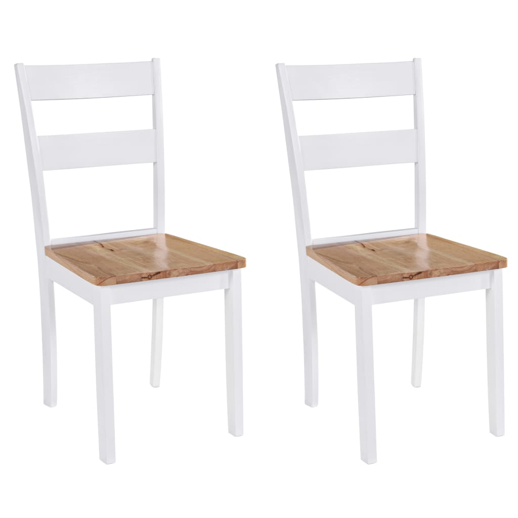 Dining Chairs 2 pcs White Solid Rubber Wood