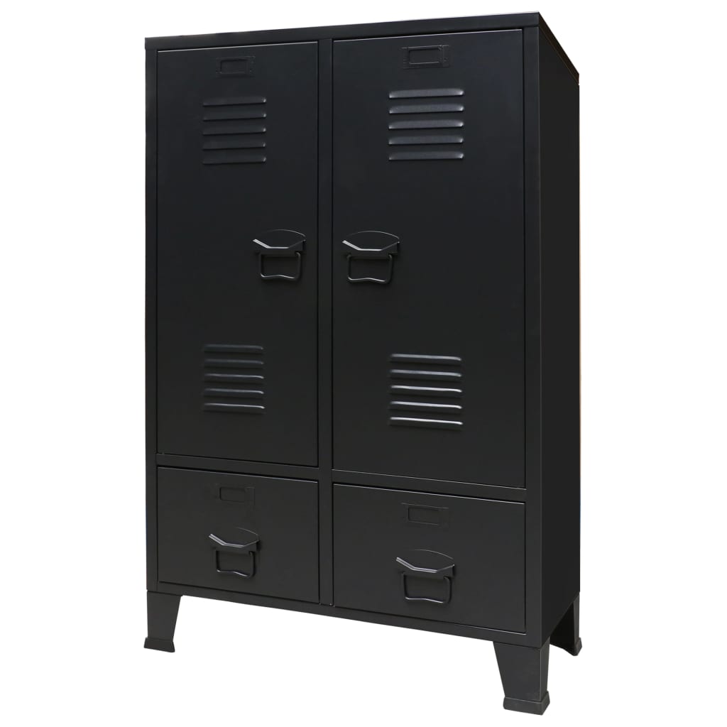 SYLVIE 2 Door Wardrobe with 2 Drawer Black - 67cm