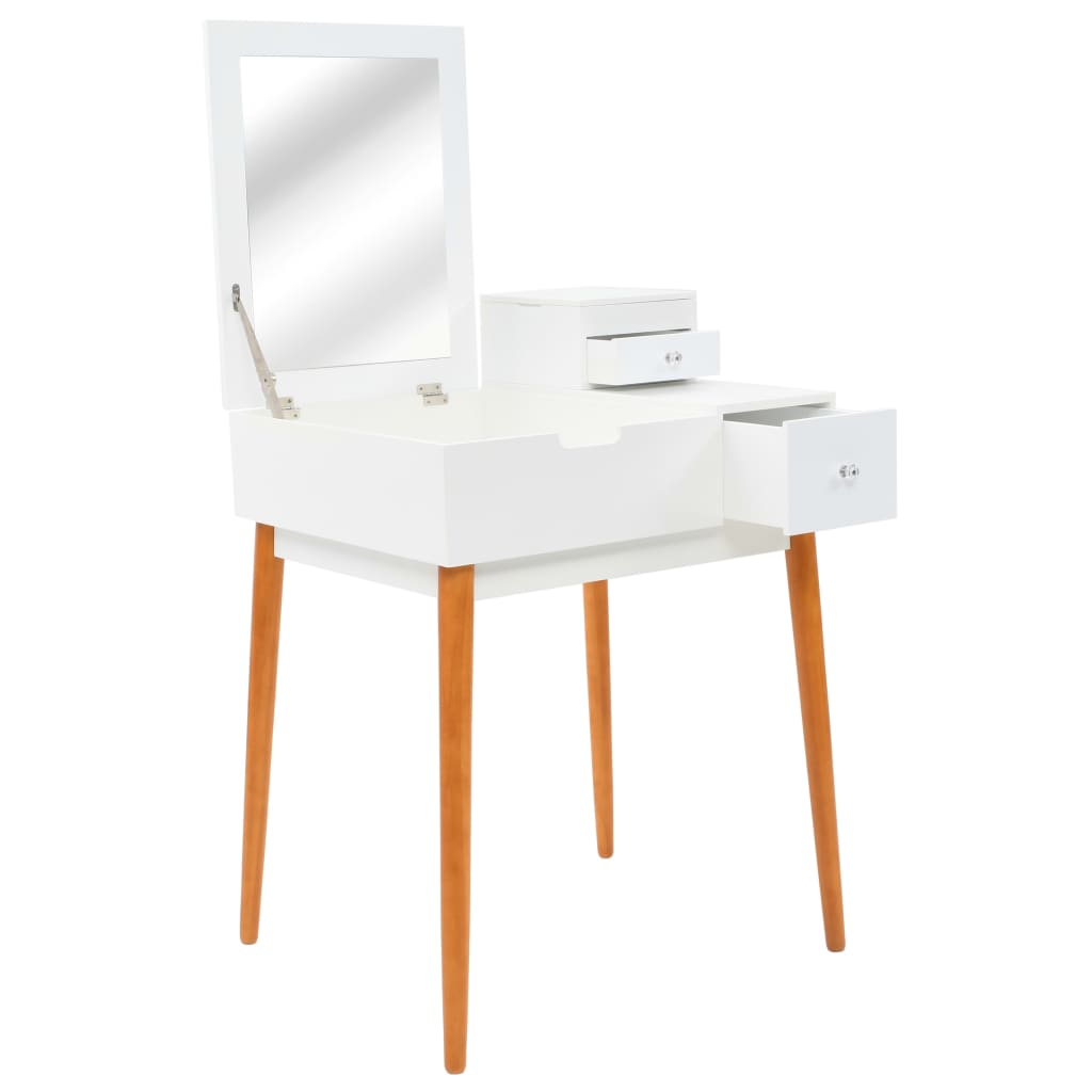 Dressing Table - KAMI 2 Drawer Dresser White and Brown 60cm
