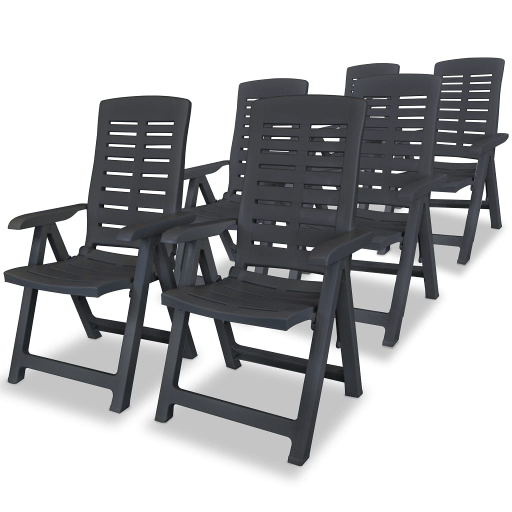 Reclining Garden Chairs 6 Pieces Plastic Anthracite