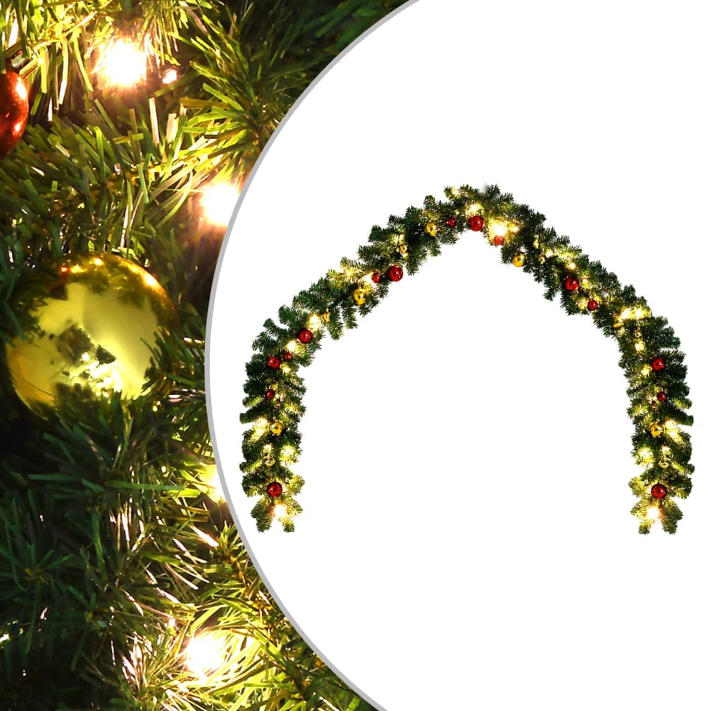 Geile Christmas Garland Decorated with Baubles and LED Lights 5 m