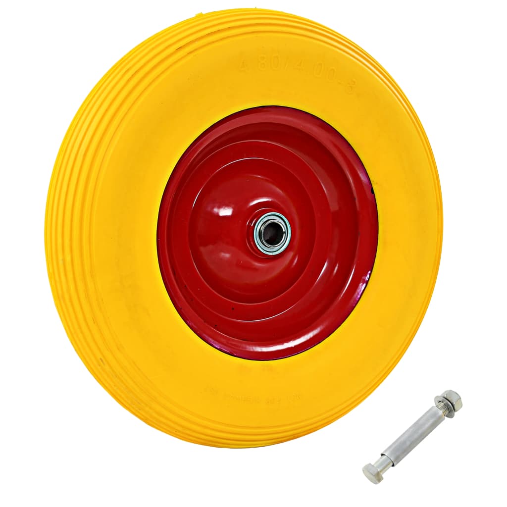Wheelbarrow Wheel with Axle Solid PU 4.00-8 390mm