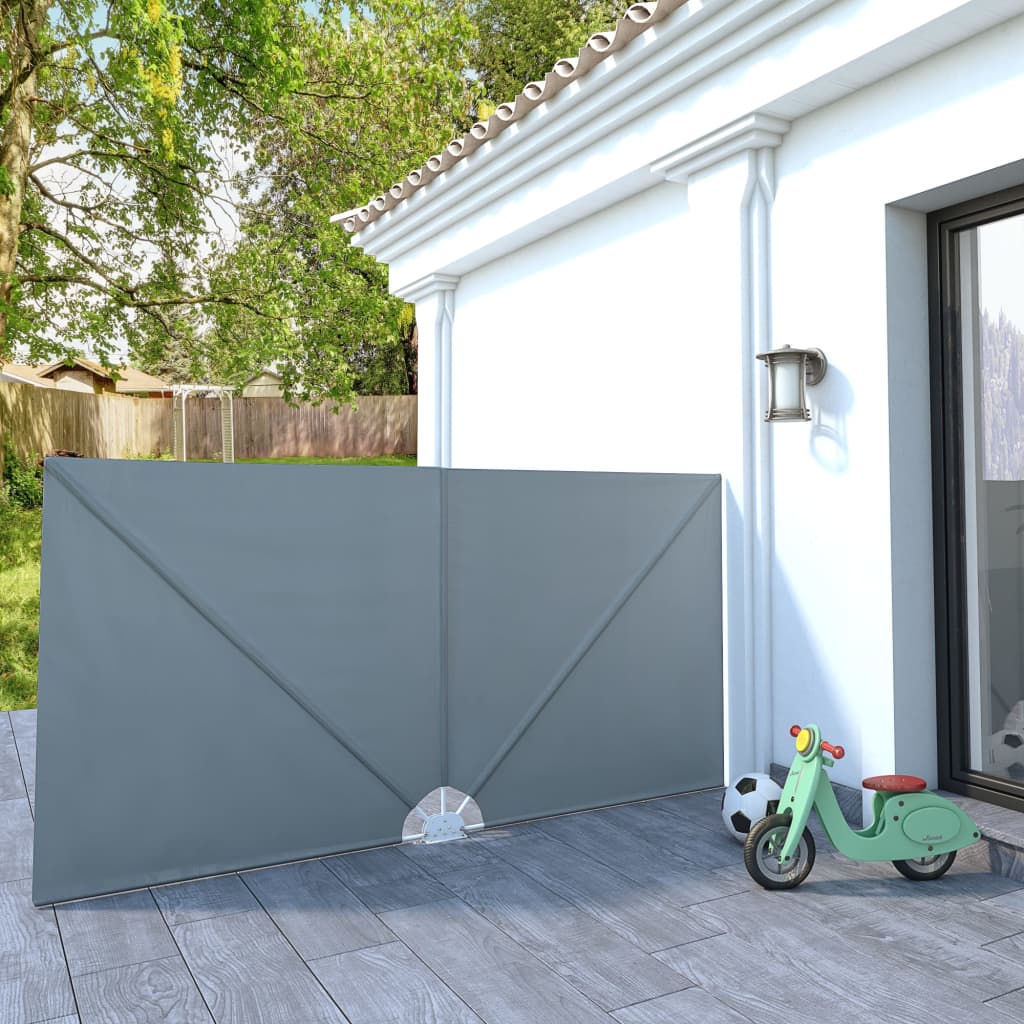 Collapsible Terrace Side Awning Grey 300x150 cm