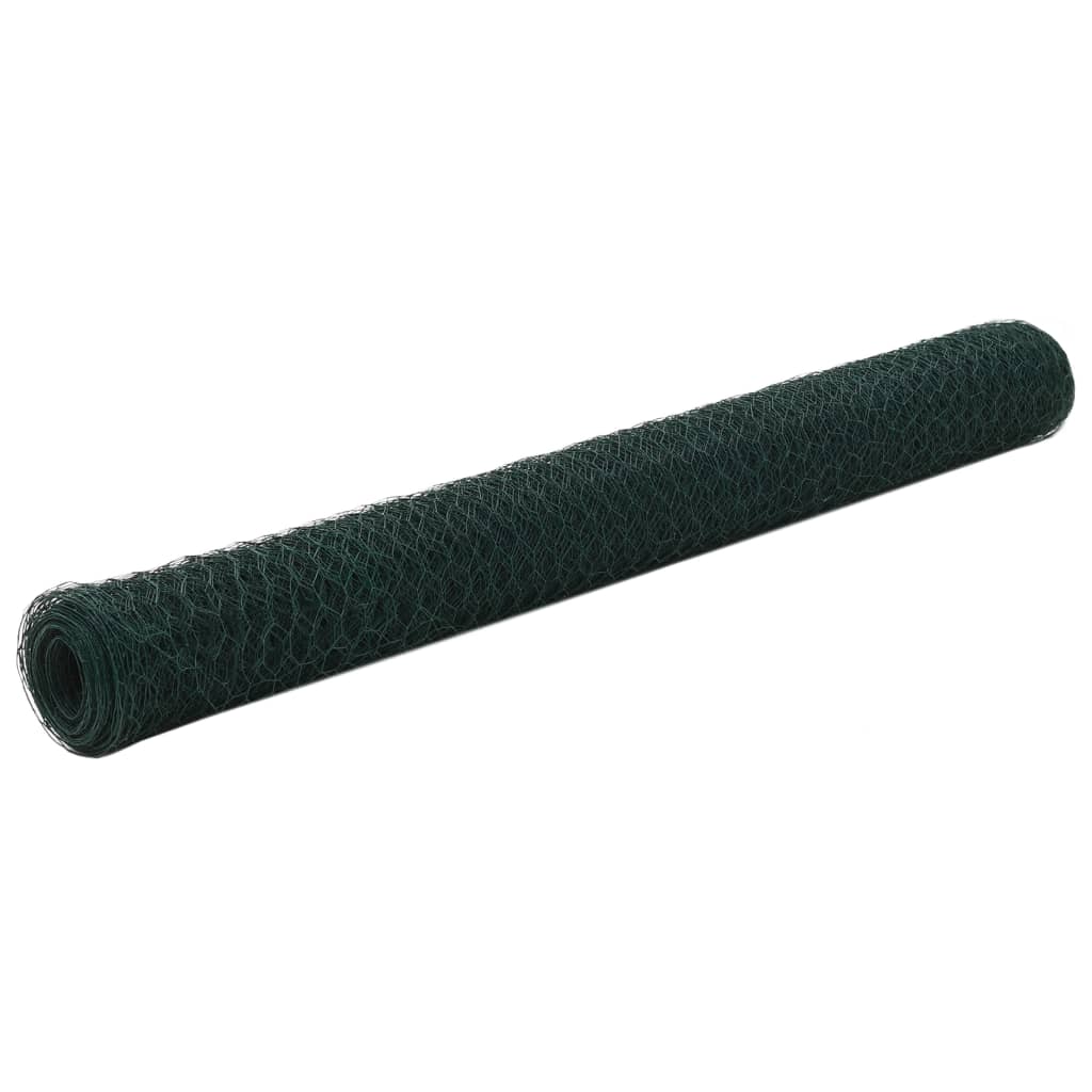 Chicken Wire Fence Steel with PVC Coating 25x1.2 m Green