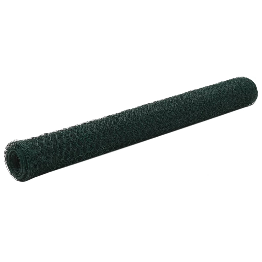 Chicken Wire Fence Steel with PVC Coating 25x1.2 m Green
