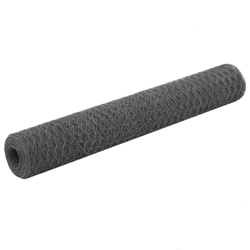 Chicken Wire Fence Steel with PVC Coating 25x1 m Grey