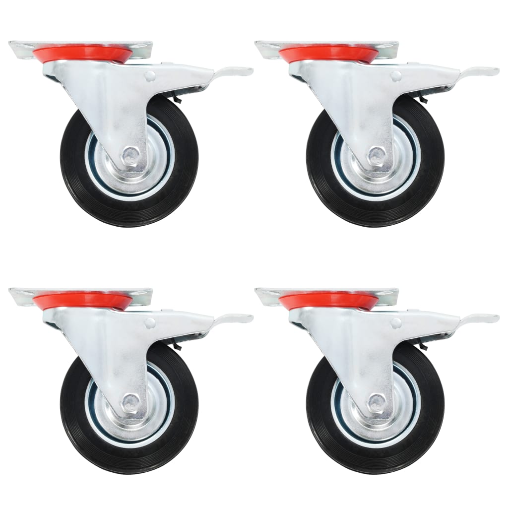 Swivel Casters with Double Brakes 4 pcs 100 mm