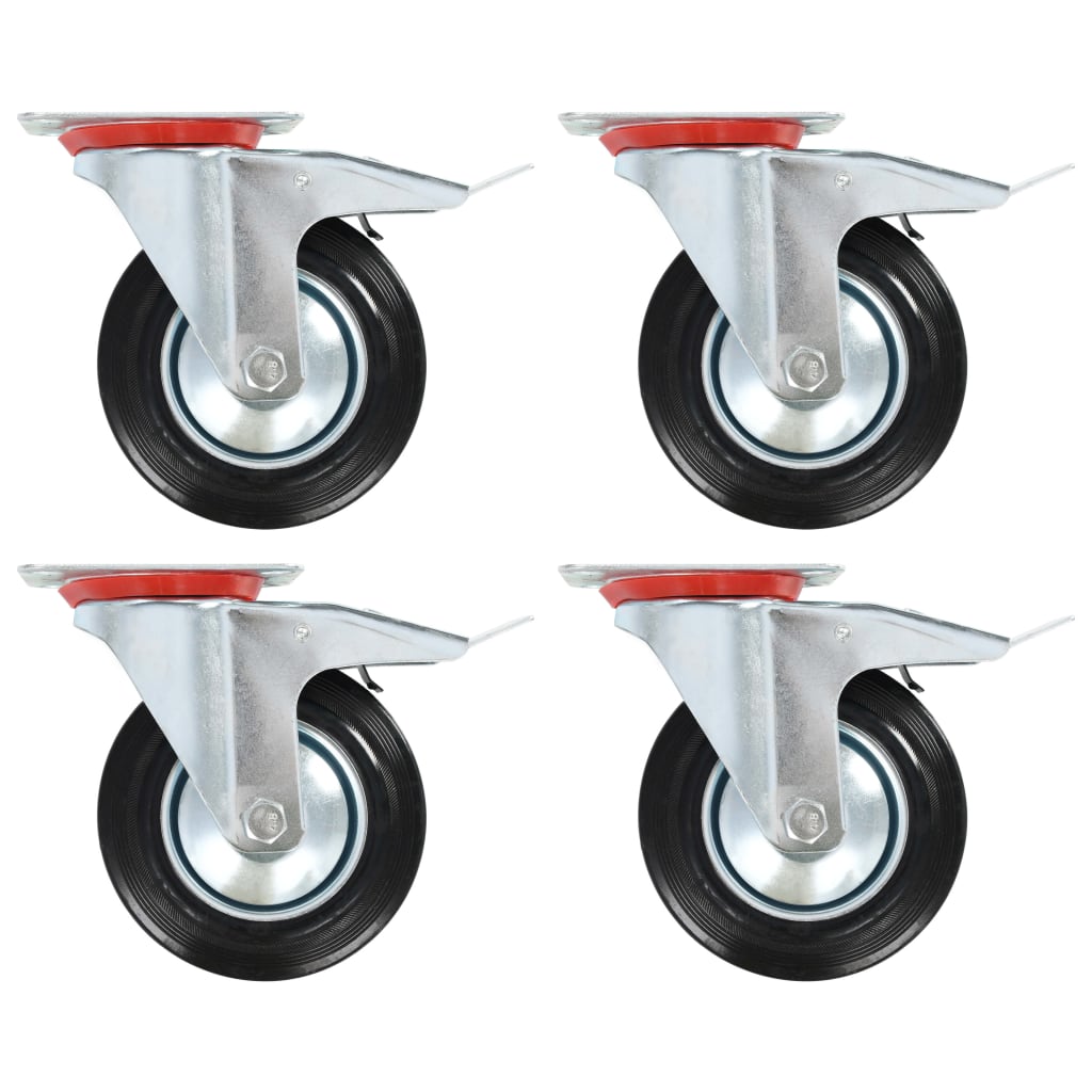 Swivel Casters with Double Brakes 4 Pcs 160mm