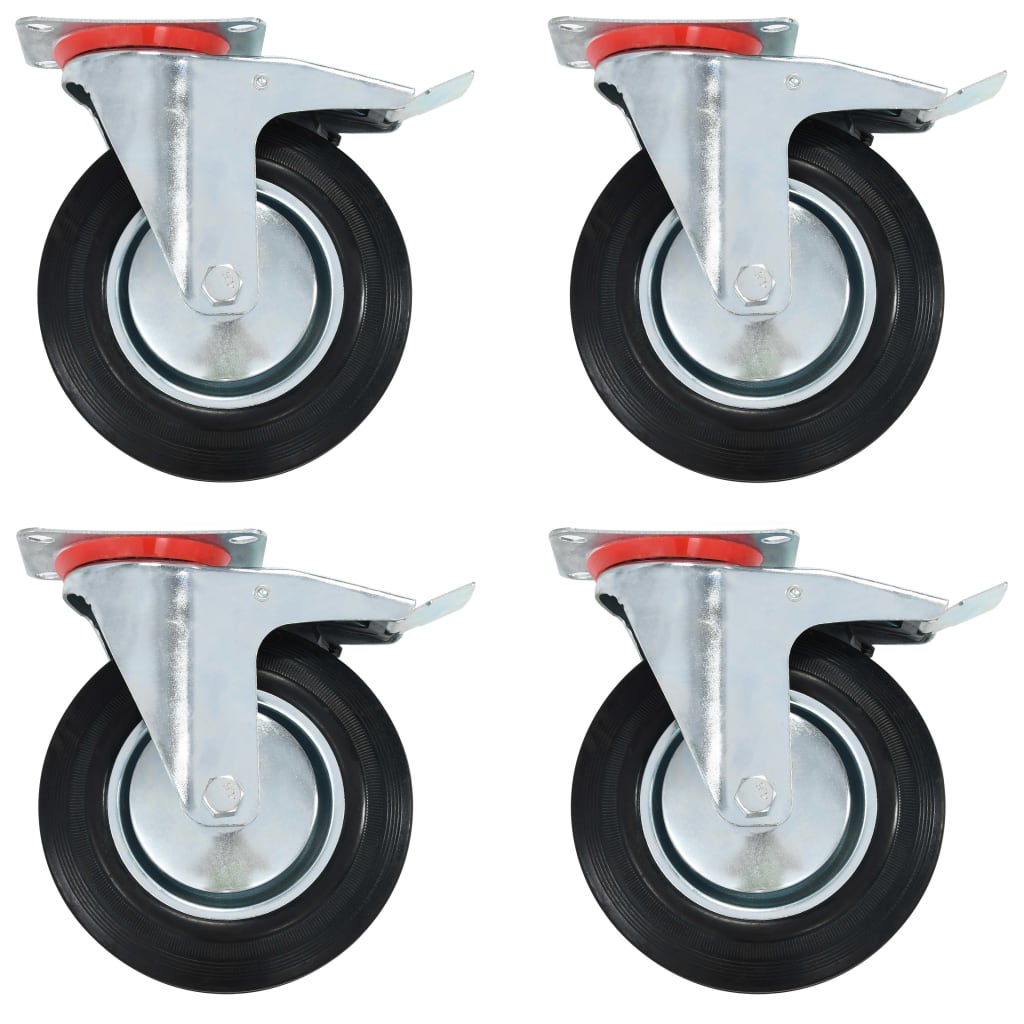 Swivel Casters with Double Brakes 4 pcs 200 mm