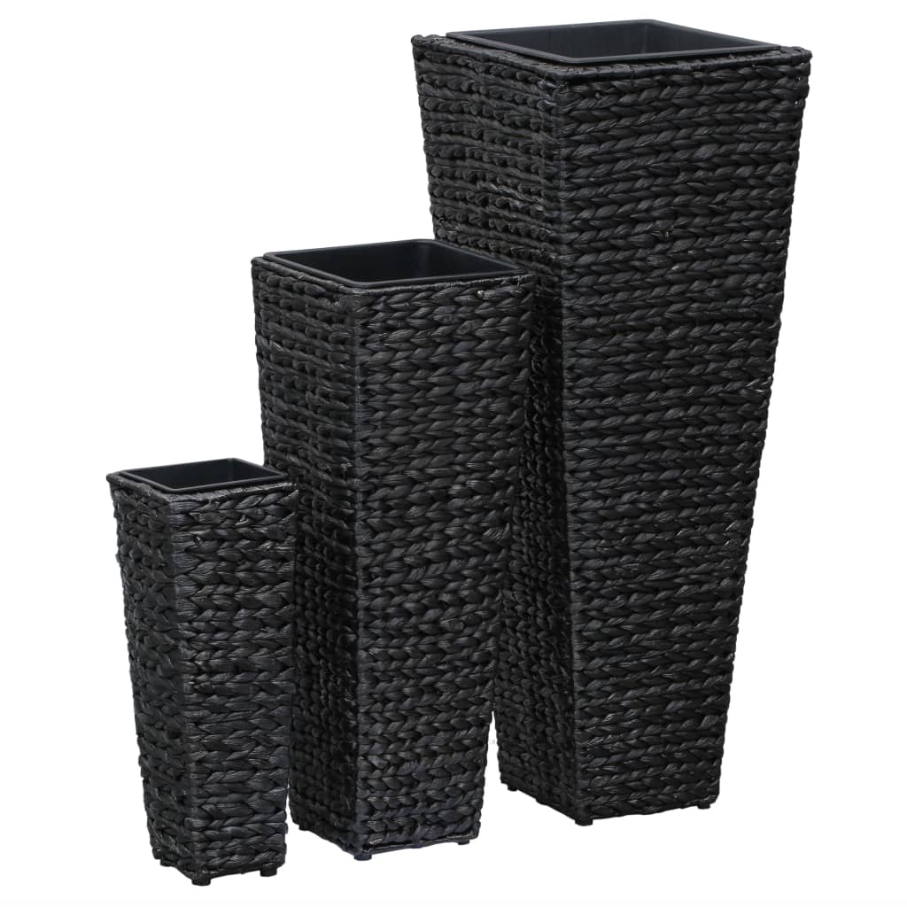 Garden Raised Beds 3 pcs Water Hyacinth Black