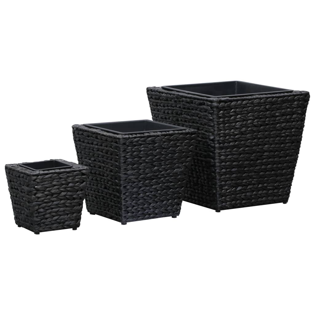 Garden Raised Beds 3 pcs Water Hyacinth Black