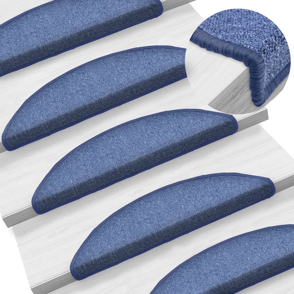 Carpet Stair Treads 15 pcs Blue 56x17x3 cm