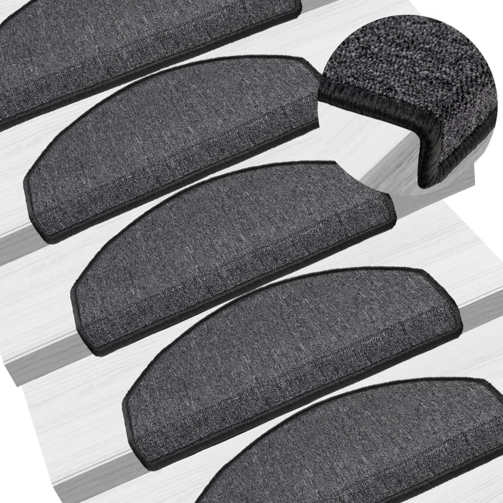 Carpet Stair Treads 15 pcs Anthracite 65x24x4 cm