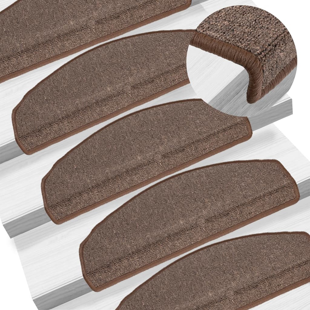 Carpet Stair Treads 15 pcs Coffee Brown 65x24x4 cm