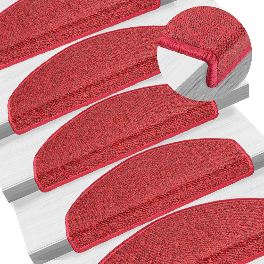 Carpet Stair Treads 15 pcs Bordeaux Red 65x24x4 cm
