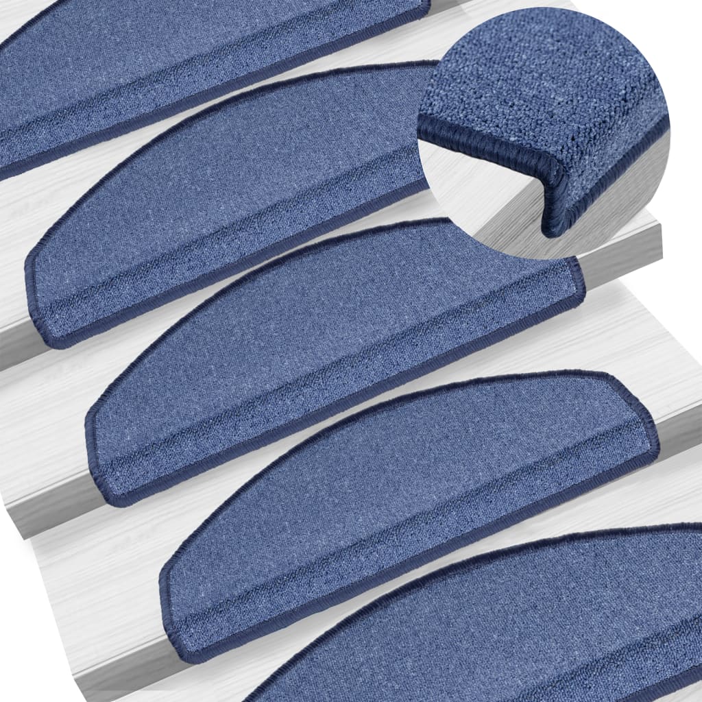 Carpet Stair Treads 15 pcs Blue 65x24x4 cm