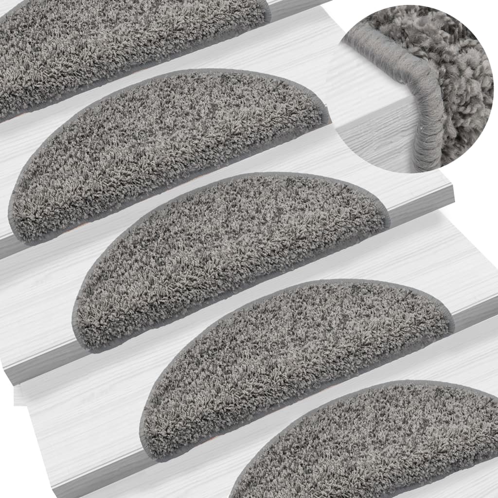 Carpet Stair Treads 15 pcs Grey 56x17x3 cm