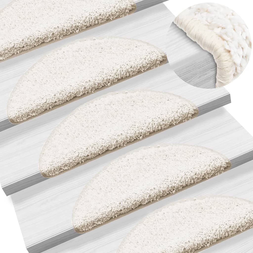 Stair Mats 15 Pieces 56x17x3 cm White Half Round
