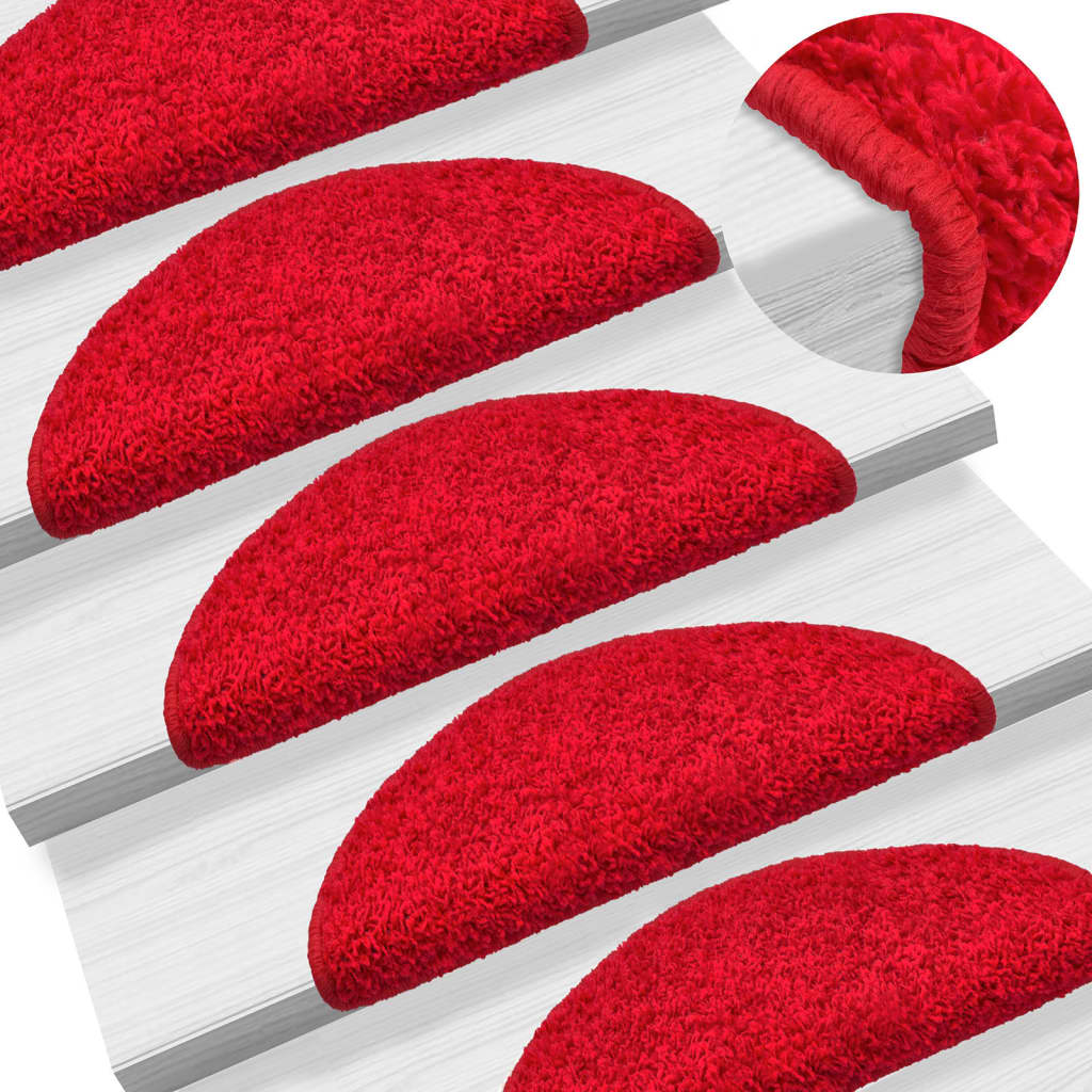 Carpet Stair Treads 15 pcs Red 56x17x3 cm
