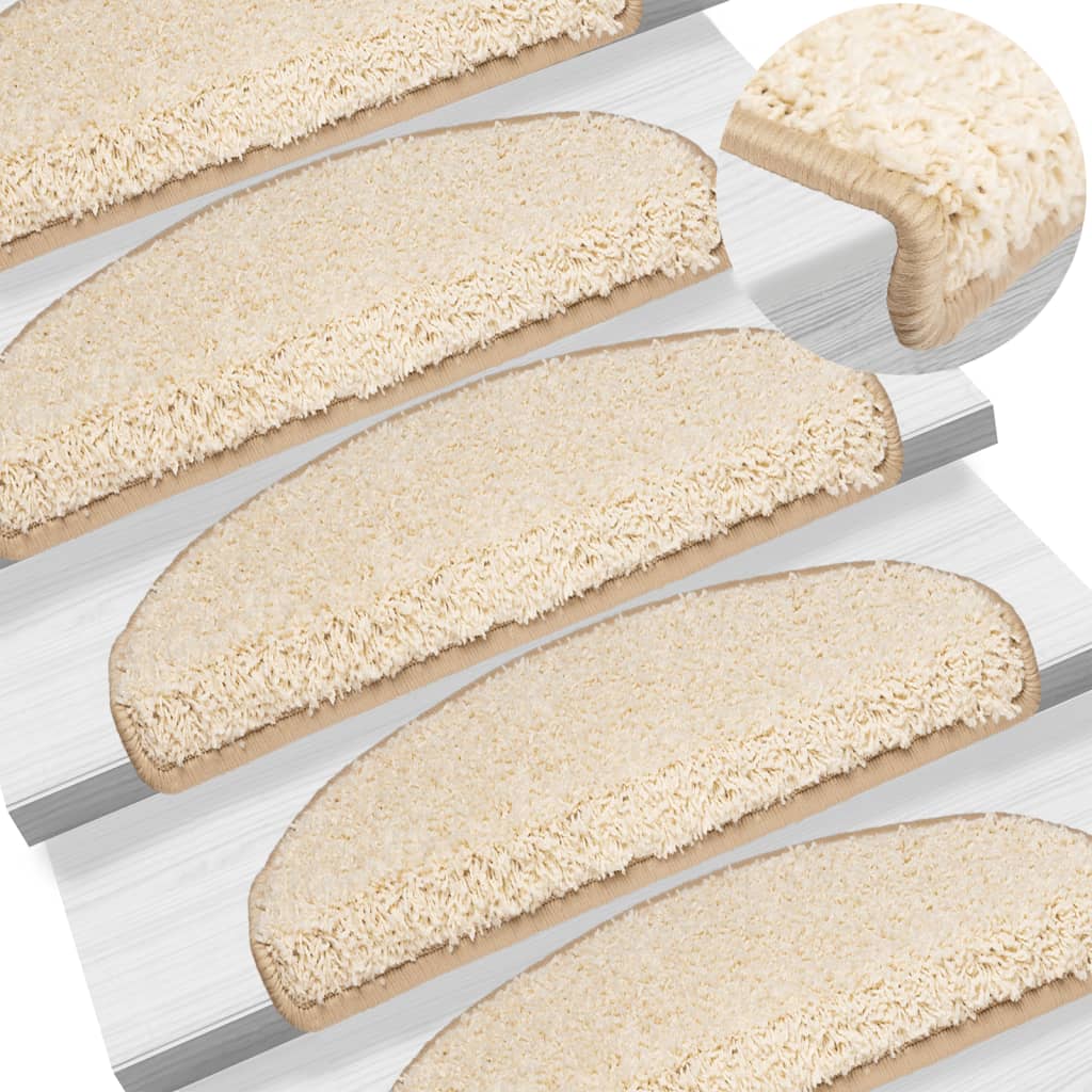 Carpet Stair Treads 15 Pcs Cream 65x21x4cm