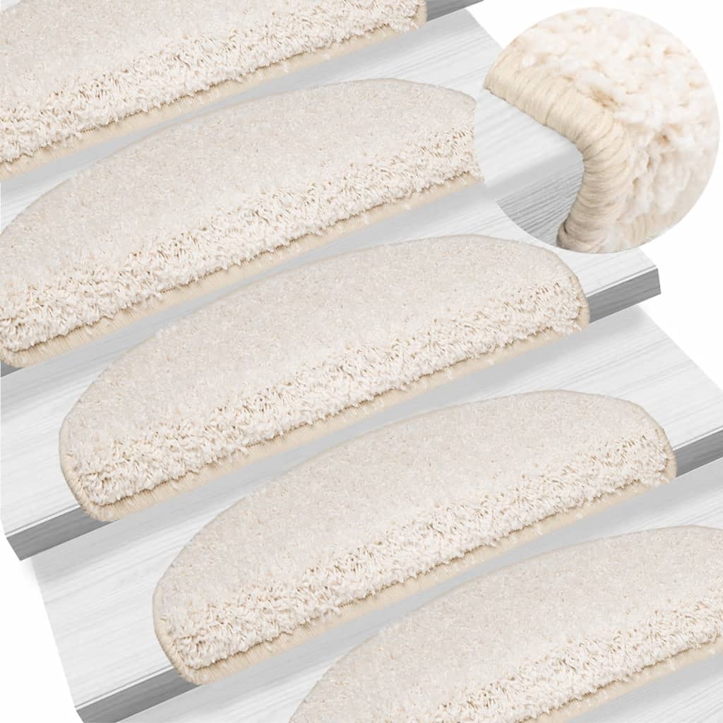 Stair Mats 15 Pieces 65x21x4 cm White Half Round Large
