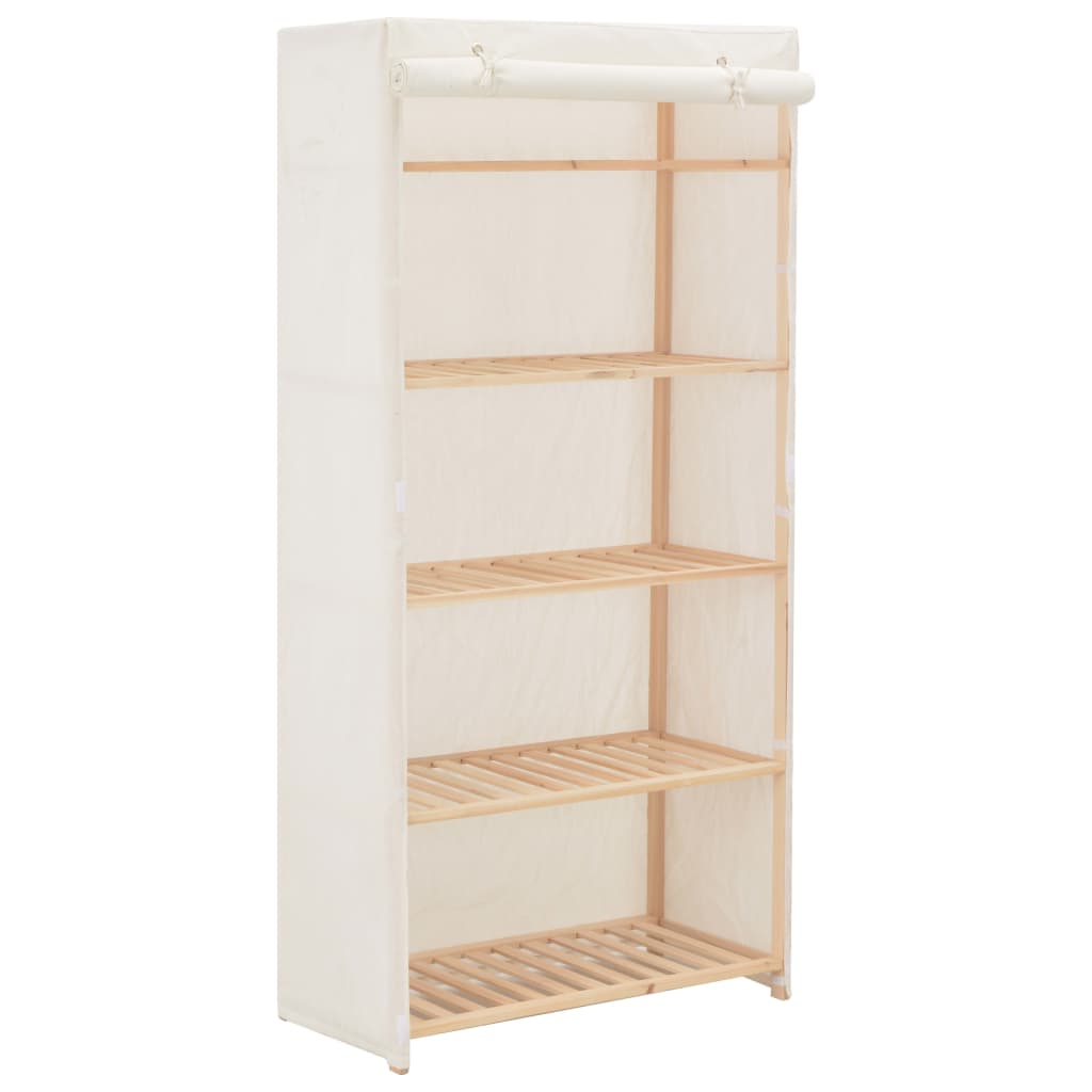Wardrobe White 79x40x170cm Fabric - Aven