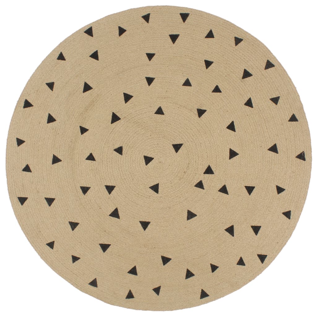 Handmade Rug Jute with Triangle Print 150 cm