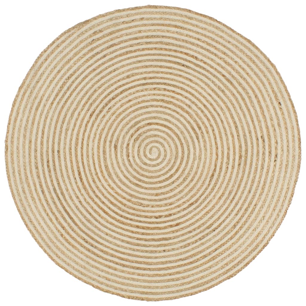 Handmade Rug Jute with Spiral Design White 90 cm