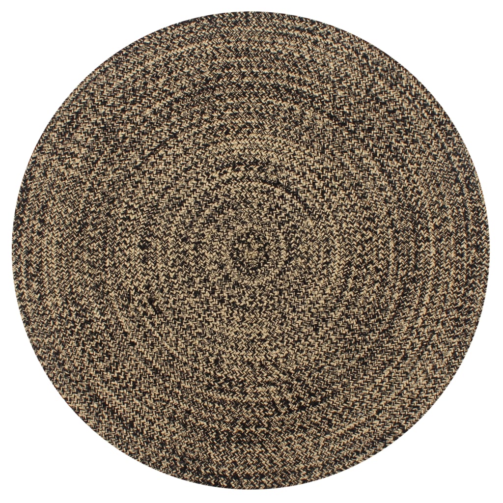 Handmade Rug Jute Black and Natural 150 cm