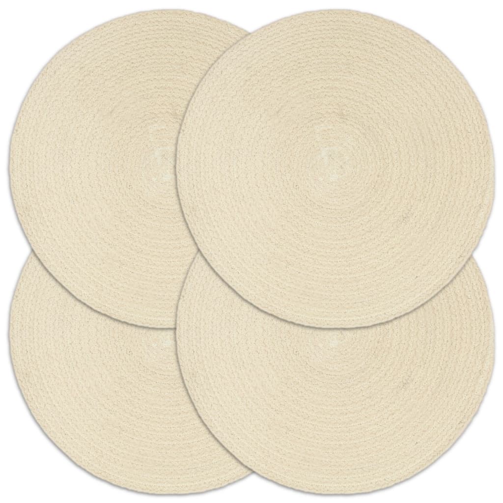 Placemats 4 Pieces Plain Natural 38 cm Round Cotton
