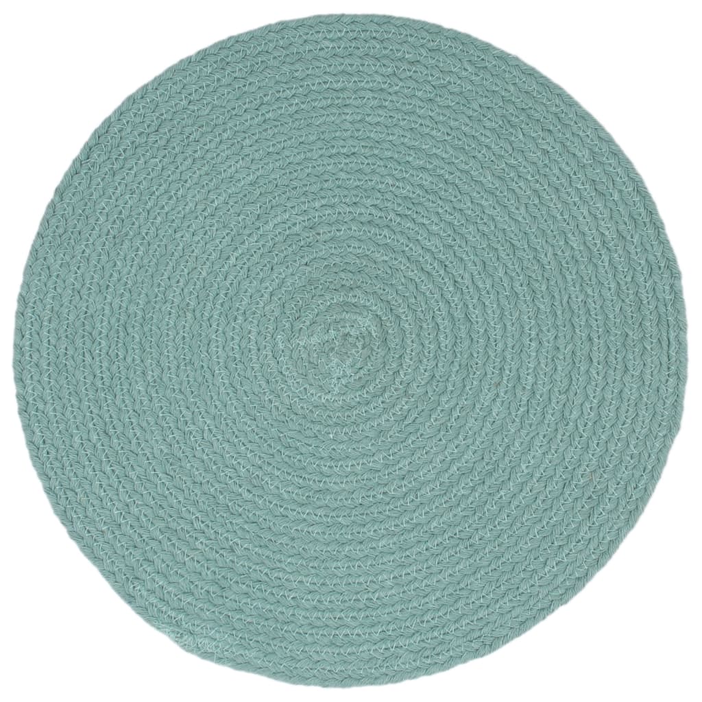 Placemats 4 pcs Plain Green 38 cm Round Cotton