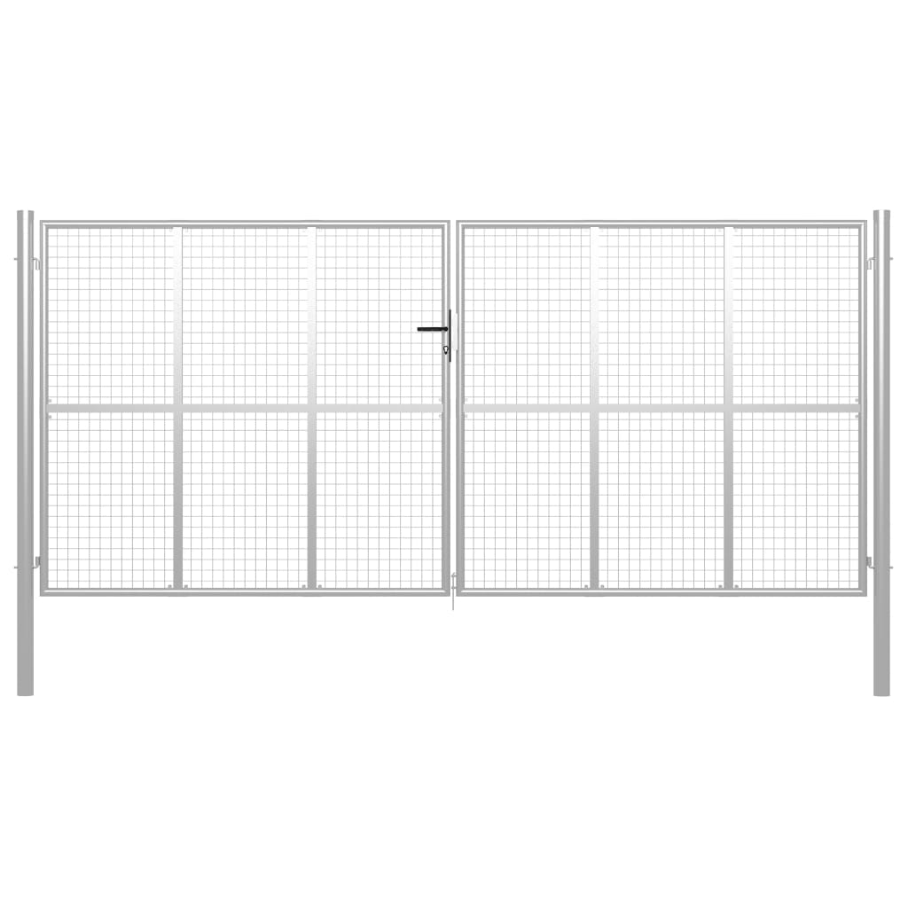 Garden Gate Galvanised Steel 415x225 cm Silver