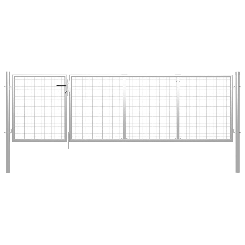 Garden Gate Steel 350x100 cm Silver