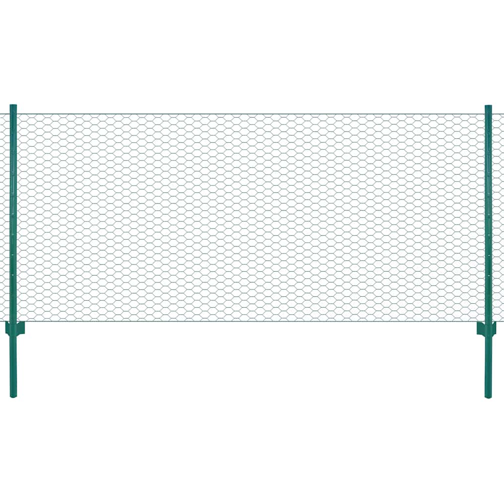 Wire Mesh Fence with Posts Steel 25x0.5 m Green