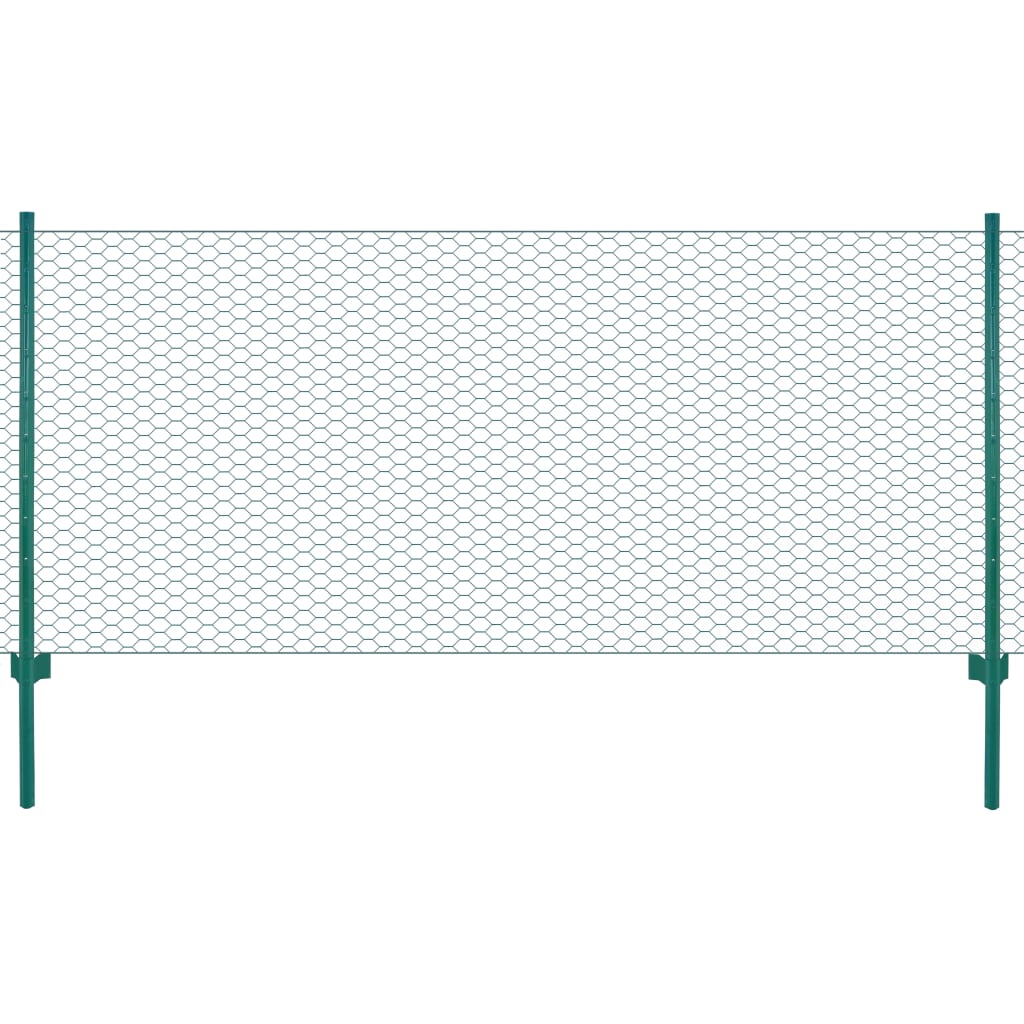 Wire Mesh Fence with Posts Steel 25x0.75 m Green