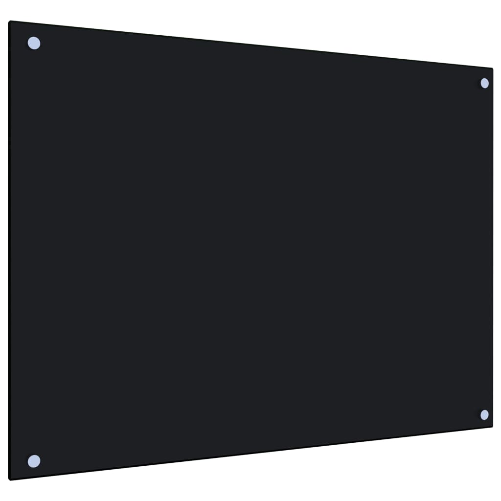 Kitchen Backsplash Black 80x60 cm Tempered Glass