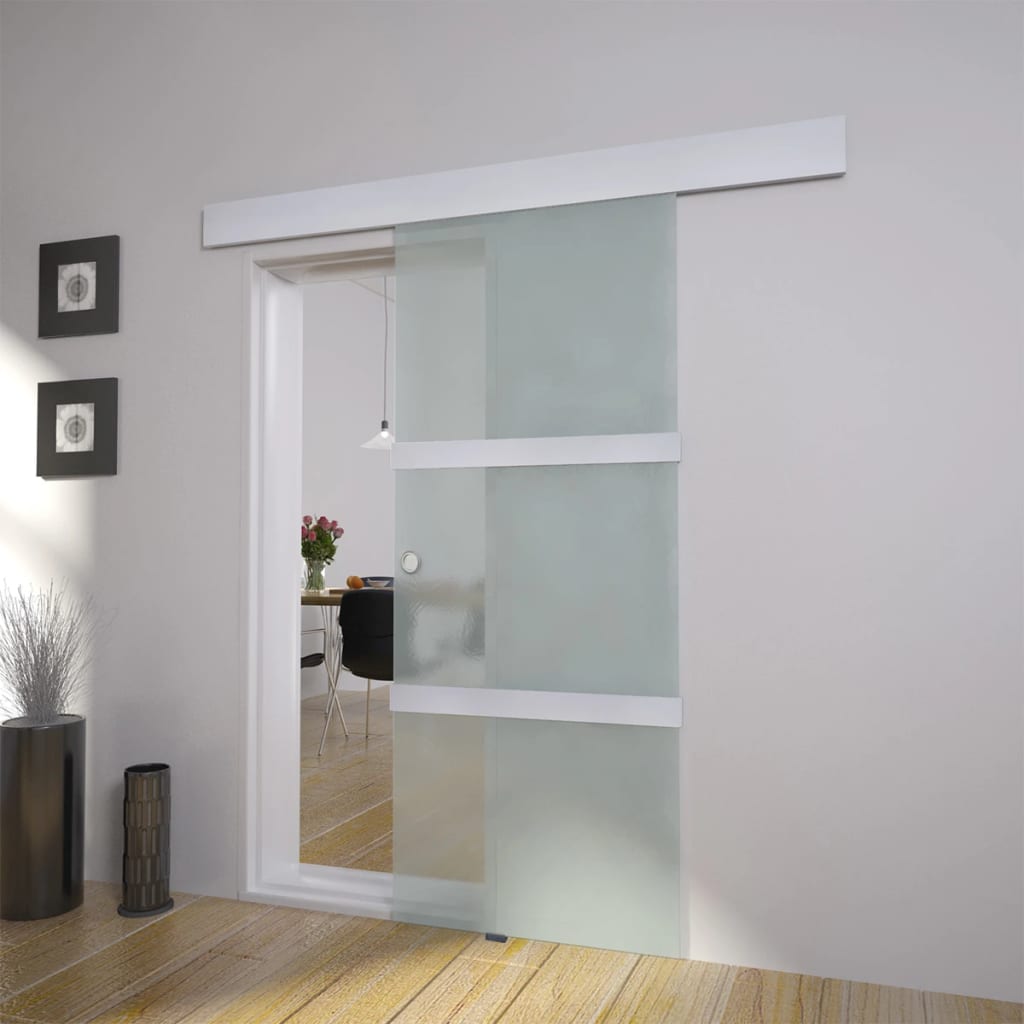 Sliding Door Glass and Aluminium 178cm Silver
