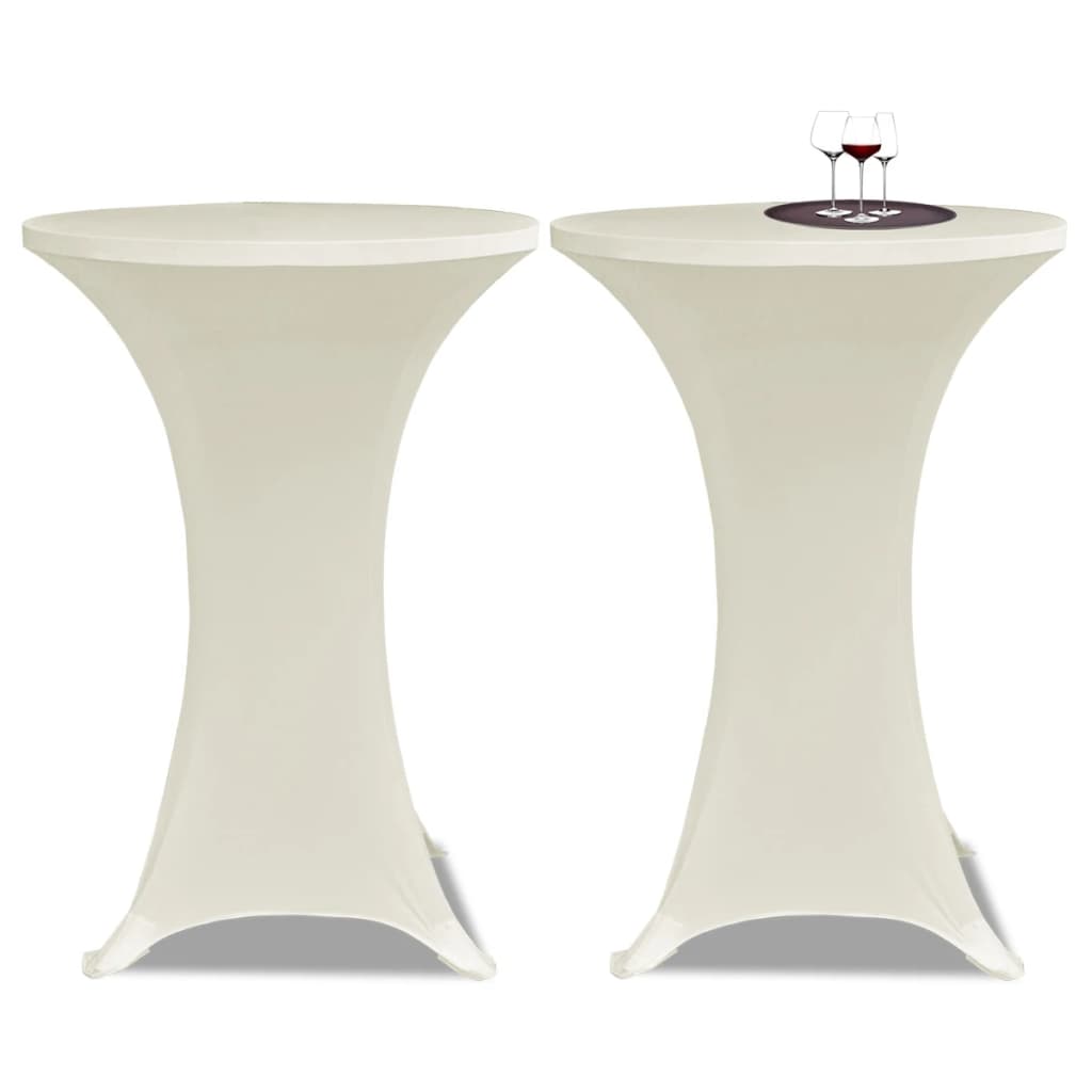Standing Table Cover Ã ̃70cm Cream Stretch 2 pcs