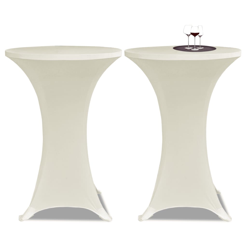 Standing Table Cover Ã ̃80cm Cream Stretch 2 pcs