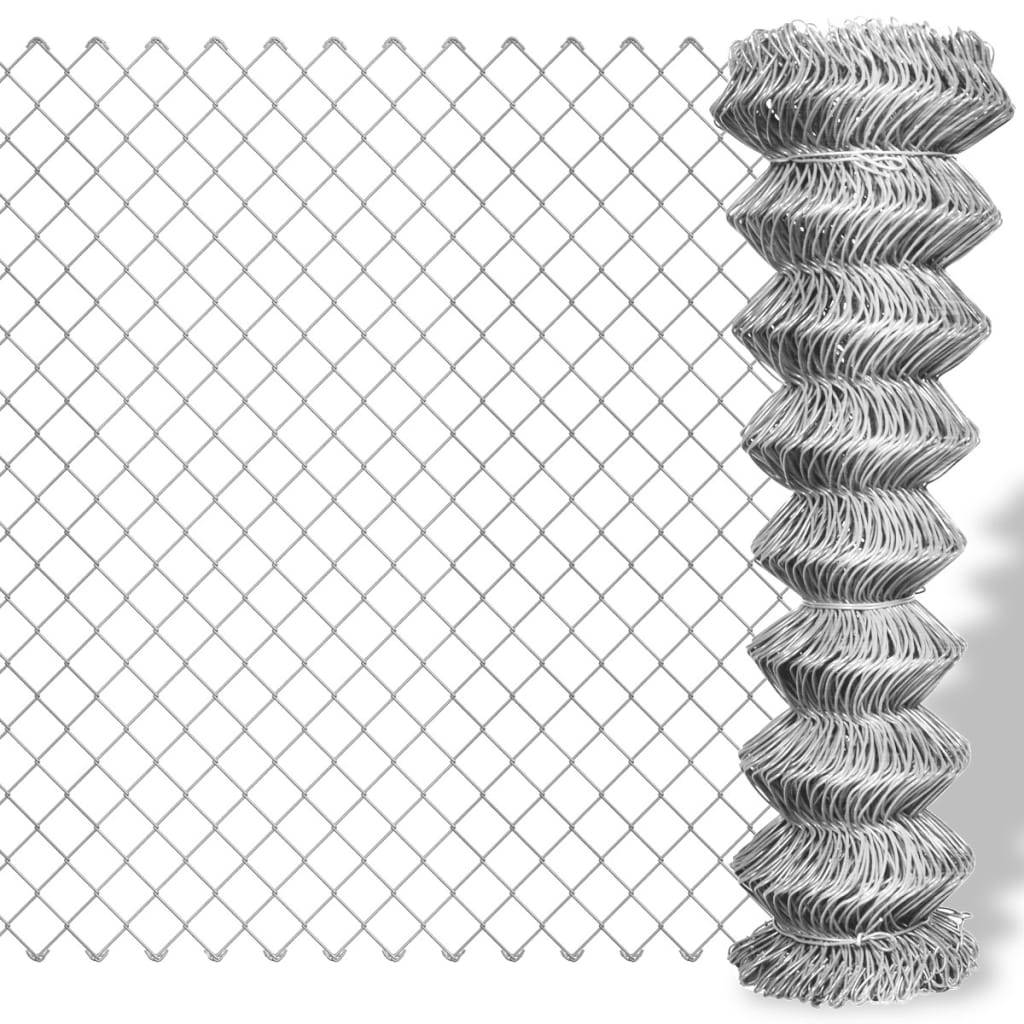 Chain Link Fence Galvanised Steel 25x1 m Silver