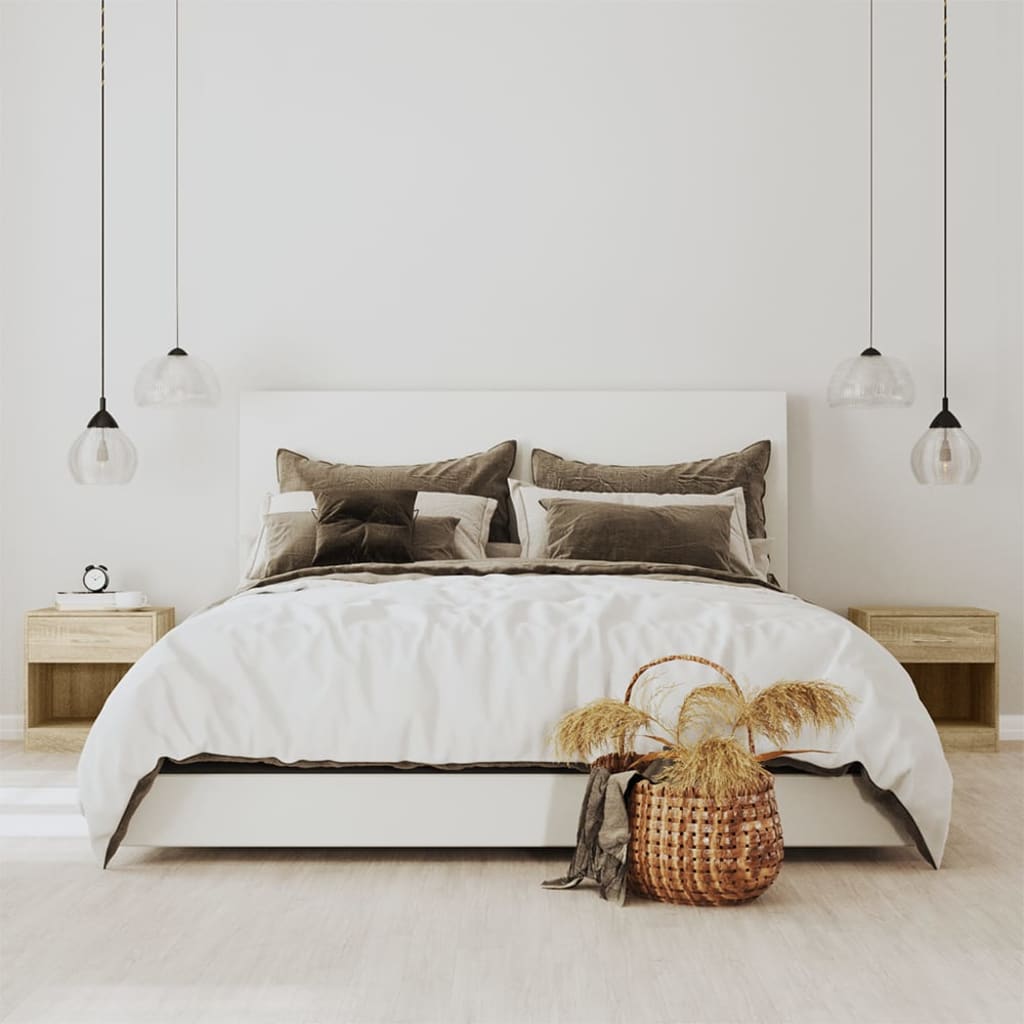 Bedside Table - Muriel 2 Piece Nightstand Oak 36.5cm