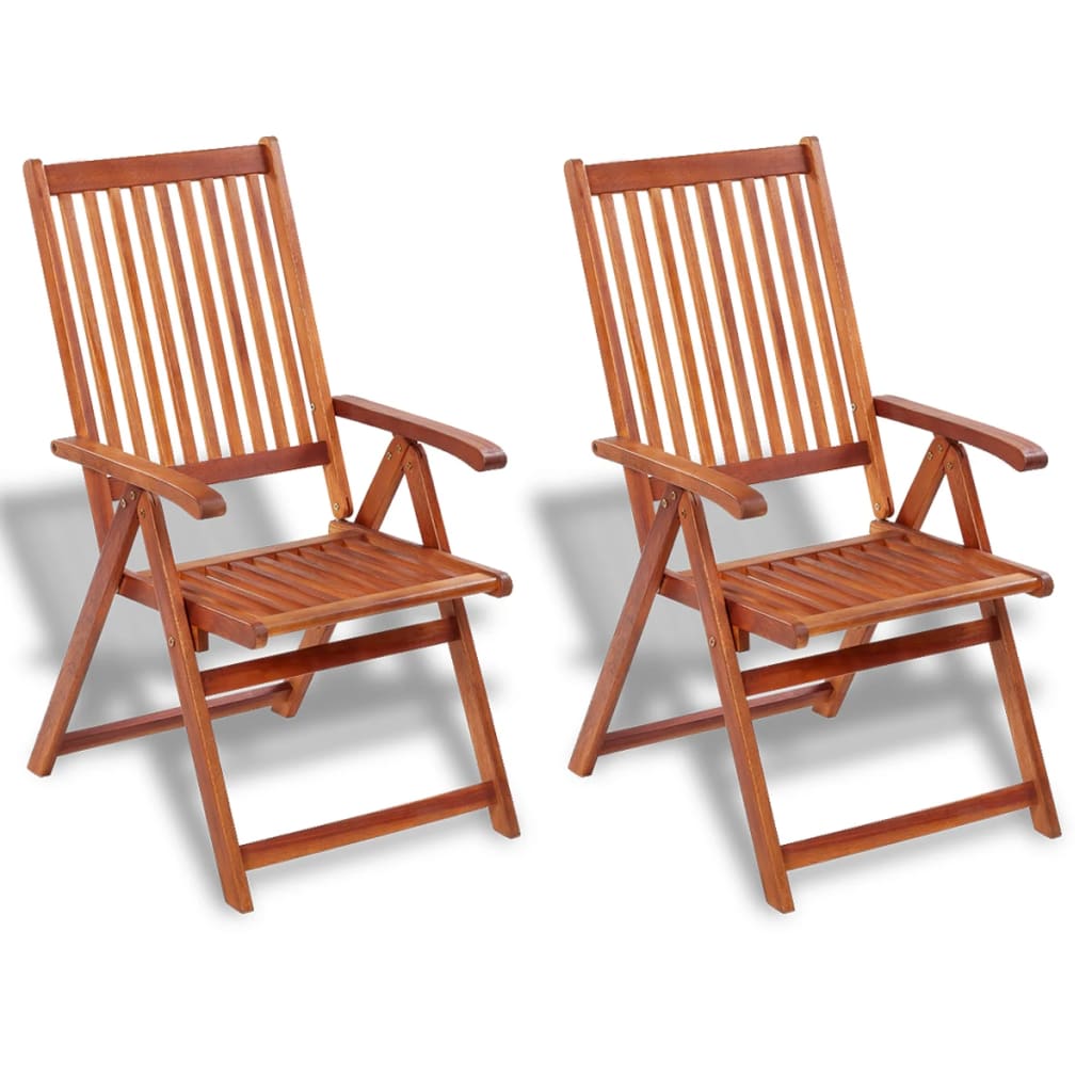 Folding Garden Chairs 2 pcs Solid Acacia Wood Brown