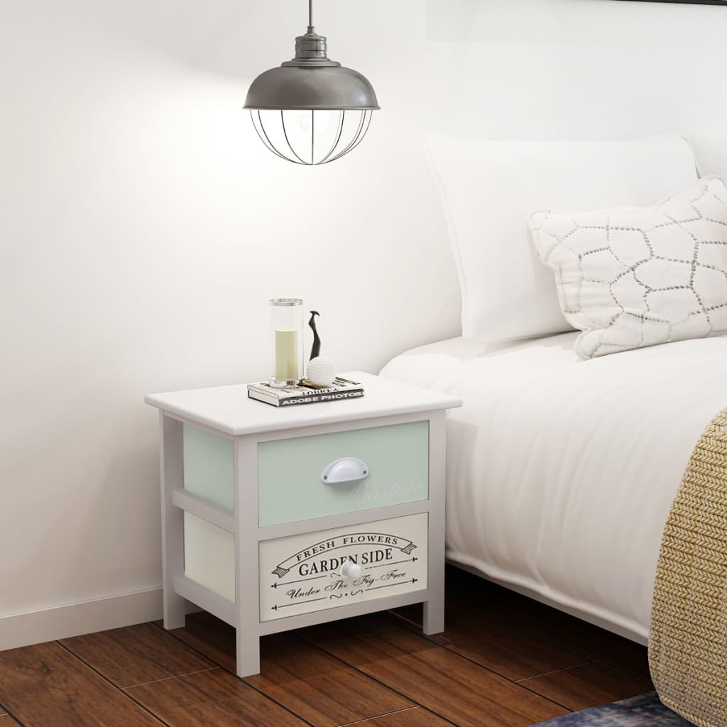 Bedside Table - Beatrix 2 Piece Nightstand Rustic Charm 38cm