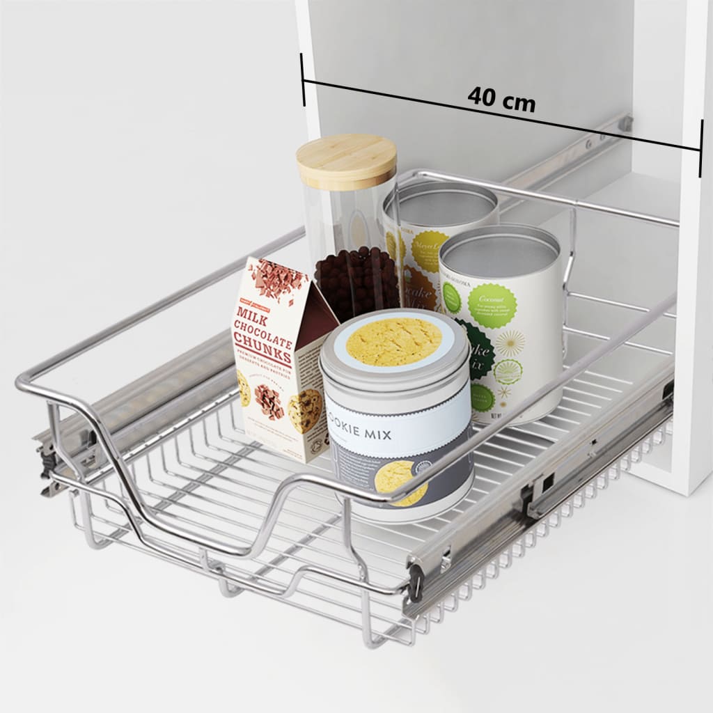 Pull-Out Wire Baskets 2 pcs Silver 400 mm