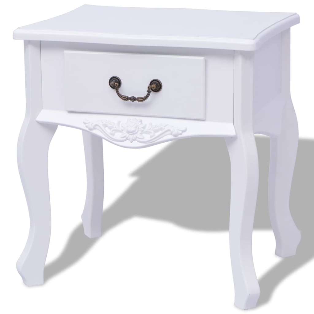Bedside Table - Venetia Nightstand White 43cm