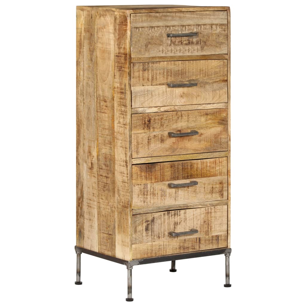 GREEK Oak Finish Chest of Drawers - Tallboy, Medium-sized, 5 Drawers