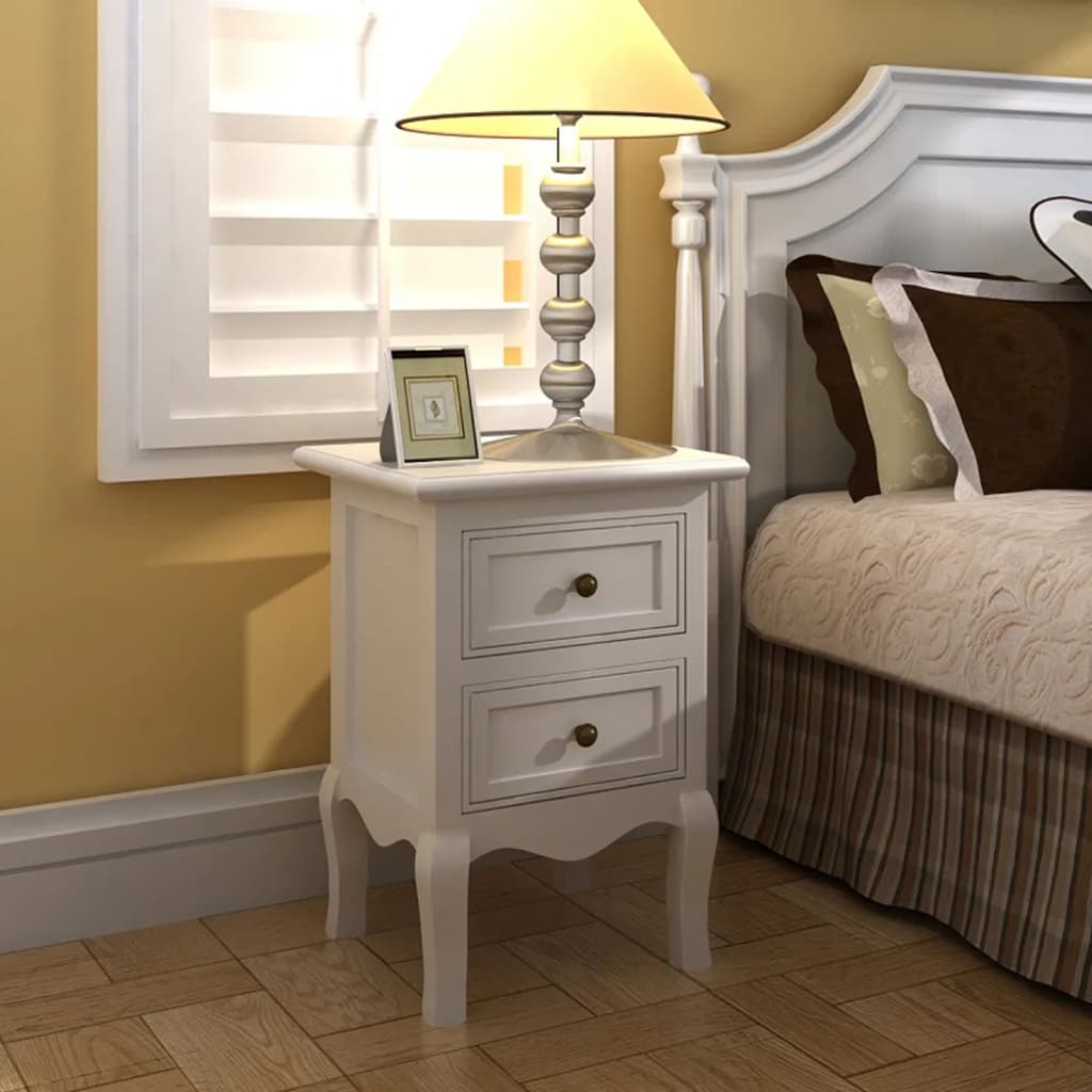 Bedside Table - Helena 4 Piece Nightstand White 34.5cm