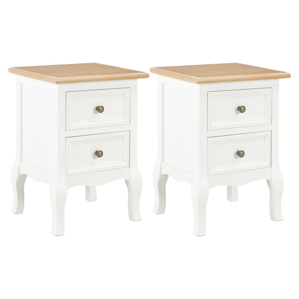 Bedside Table - NAKUSP 2 Piece Nightstand White 35cm