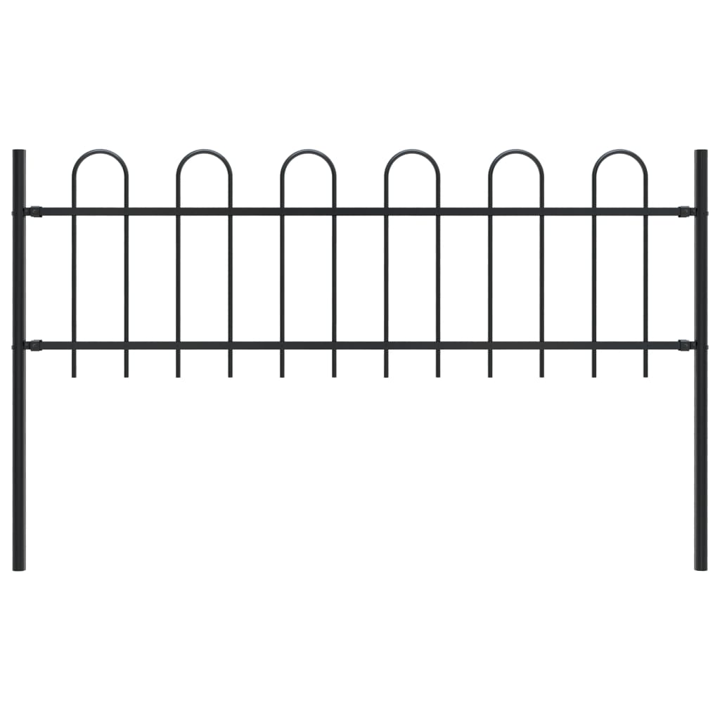Garden Fence with Hoop Top Steel 1.7 m Black