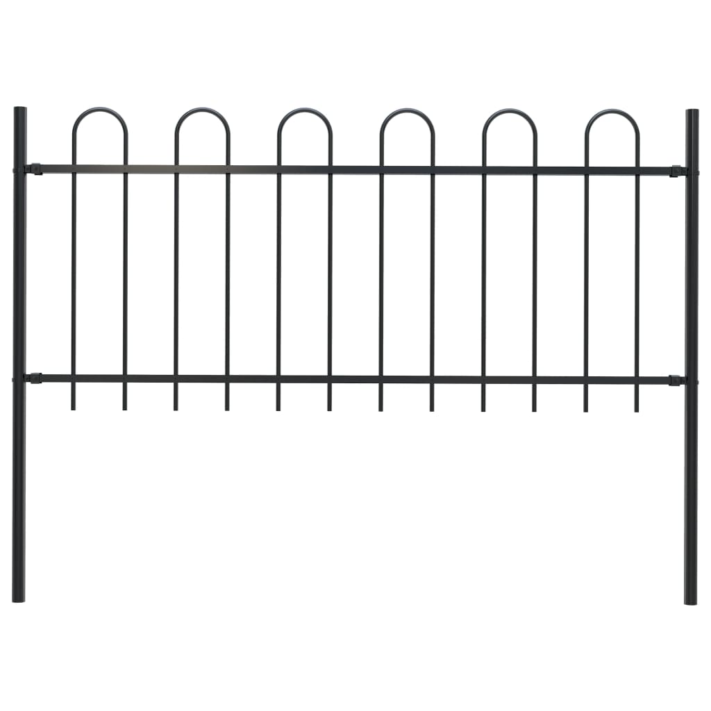 Garden Fence with Hoop Top Steel 1.7 m Black